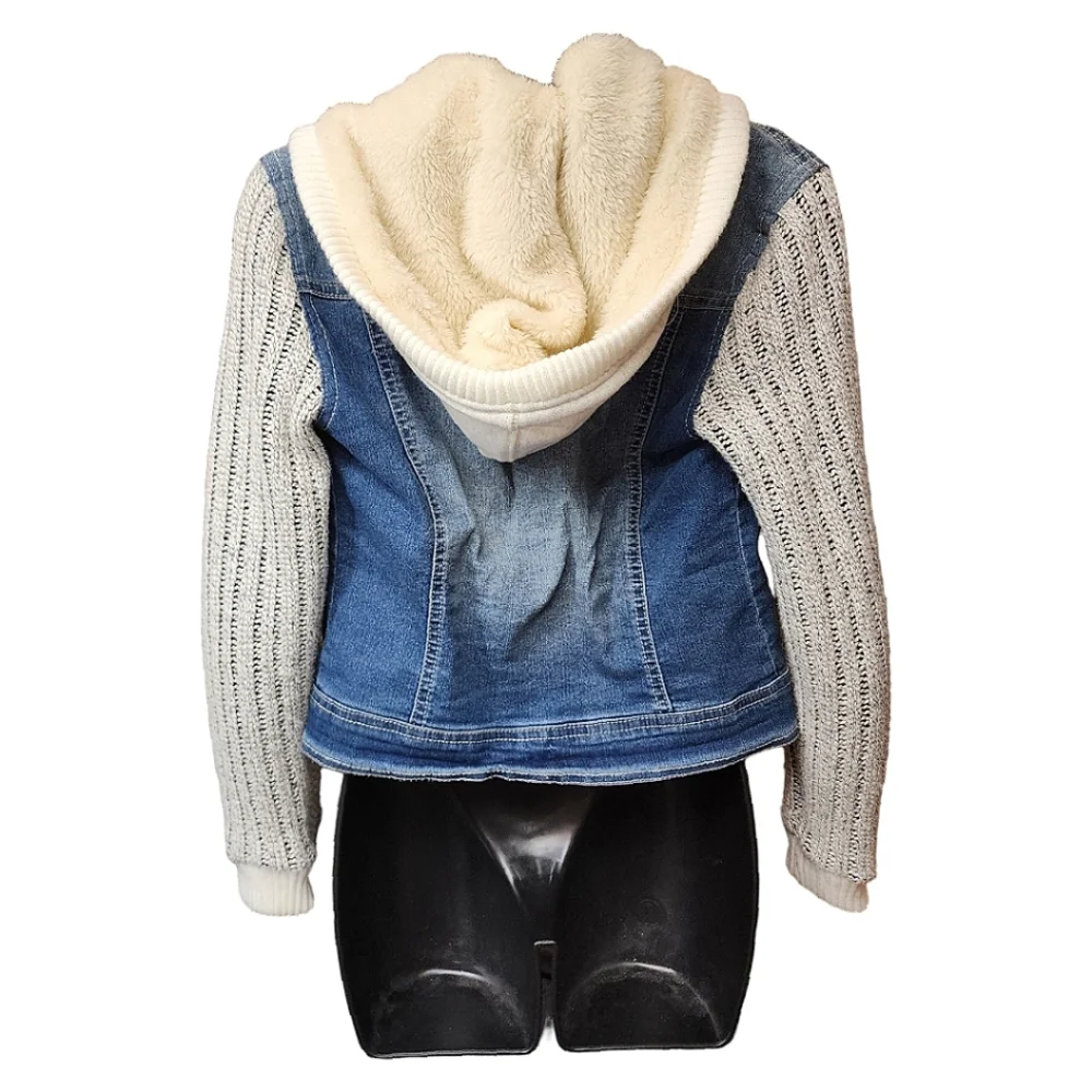 ☆Wallflower Knit Fur Sweater Denim Blue Jean Jacket☆ - Picture 2 of 2